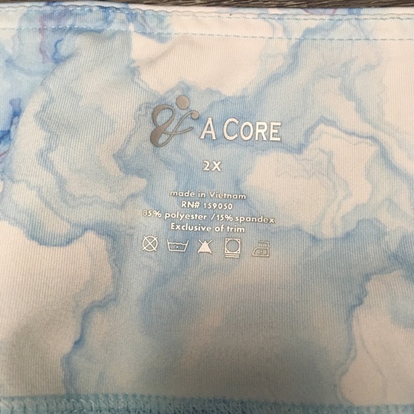 A Core Shorts Womens 2XL Pull On Active Athletic Pockets Blue Tie Dye Marble - Picture 5 of 10